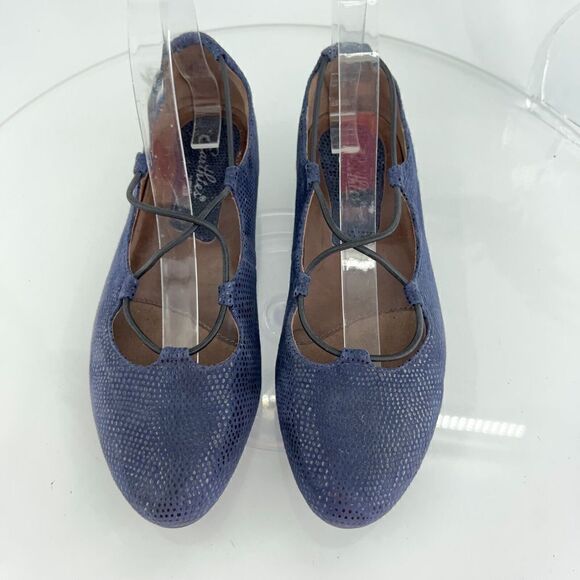 Earthies by Earth Women's Size 7 Essen Navy Blue Leather Flats Strappy Slip On - Picture 4 of 15